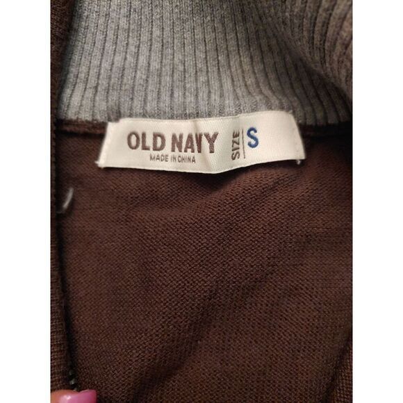 Old Navy Mens Size Small Brown Knit 1/4 Zip Sweater - Picture 2 of 8
